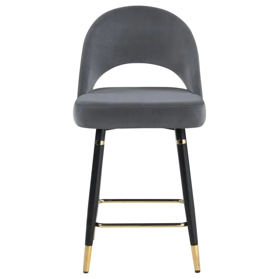 Lindsey Velvet Upholstered Counter Chair - Grey (Set of 2)