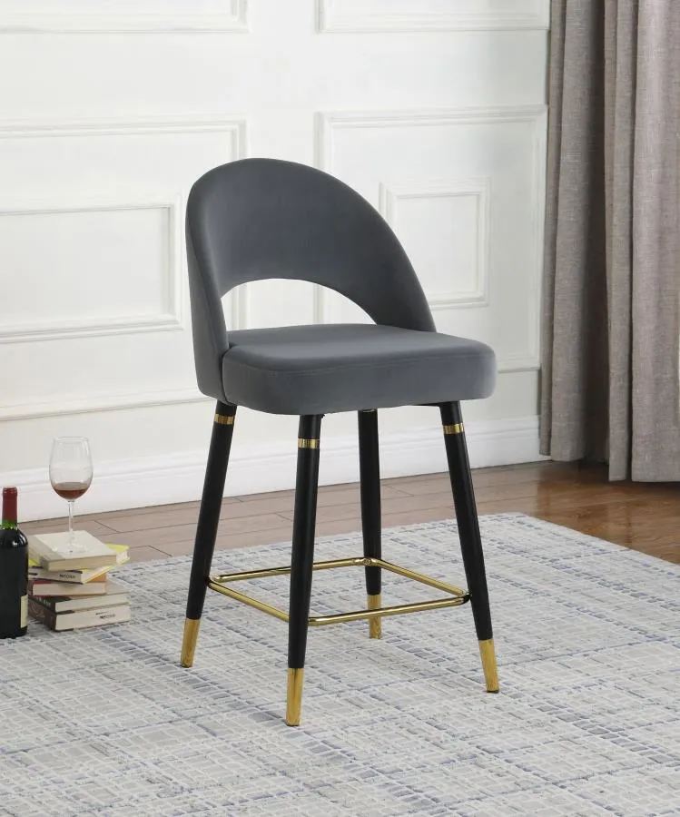 Lindsey Velvet Upholstered Counter Chair - Grey (Set of 2)