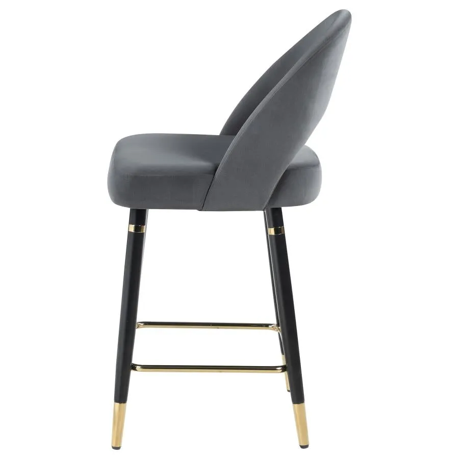 Lindsey Velvet Upholstered Counter Chair - Grey (Set of 2)