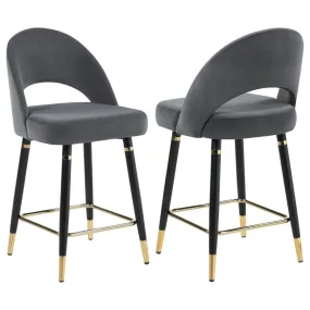 Lindsey Velvet Upholstered Counter Chair - Grey (Set of 2)