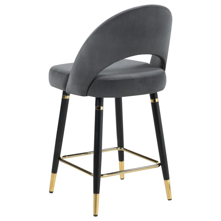 Lindsey Velvet Upholstered Counter Chair - Grey (Set of 2)