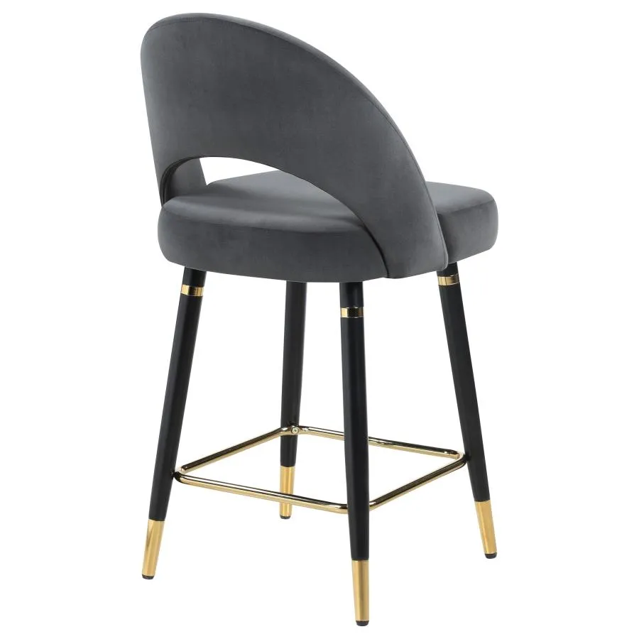 Lindsey Velvet Upholstered Counter Chair - Grey (Set of 2)