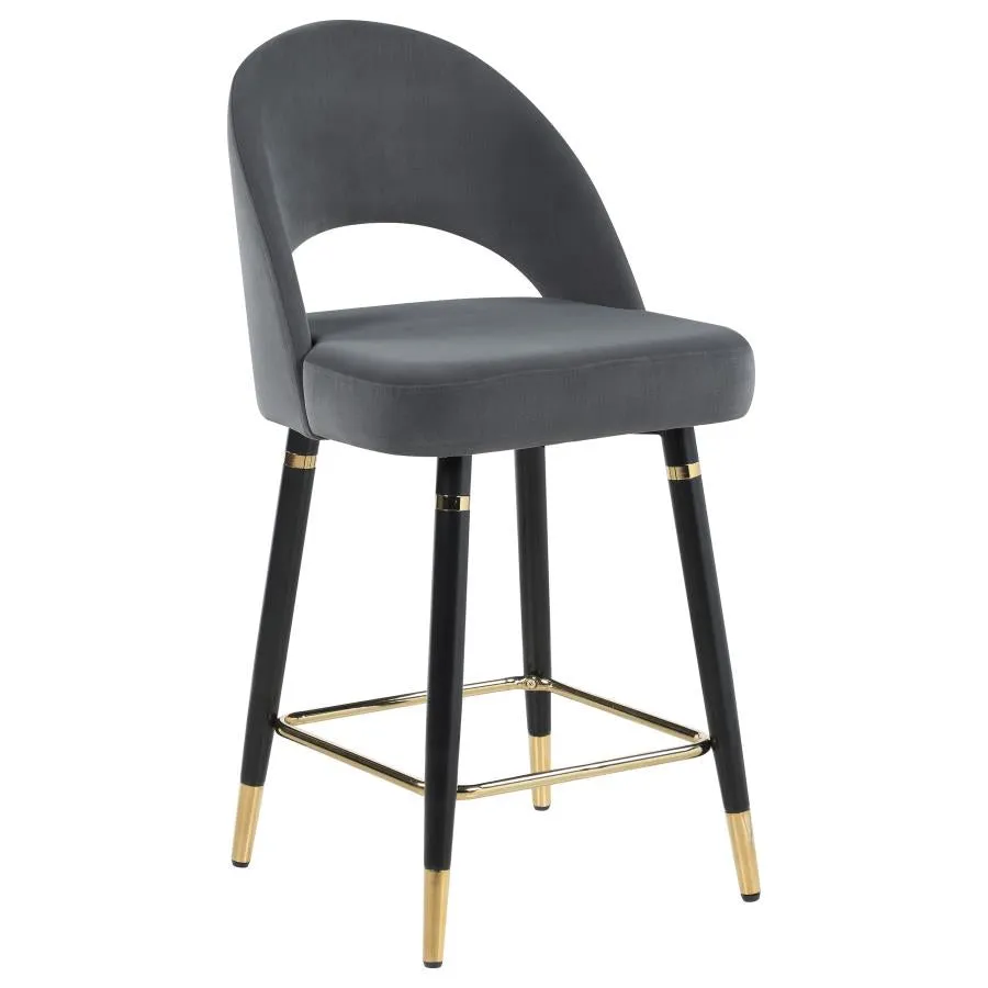 Lindsey Velvet Upholstered Counter Chair - Grey (Set of 2)