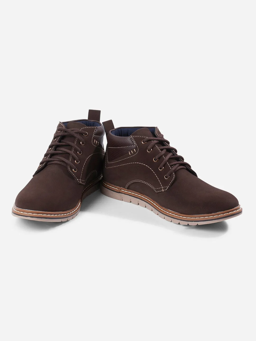 Men's Brown Suede Smart Casual Ankle Boot Lace Up (IX3035)