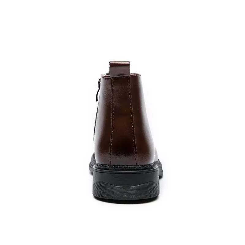 Men's Glossy Vegan Leather Lace-up Boots with Zipper | Ideal for All Seasons
