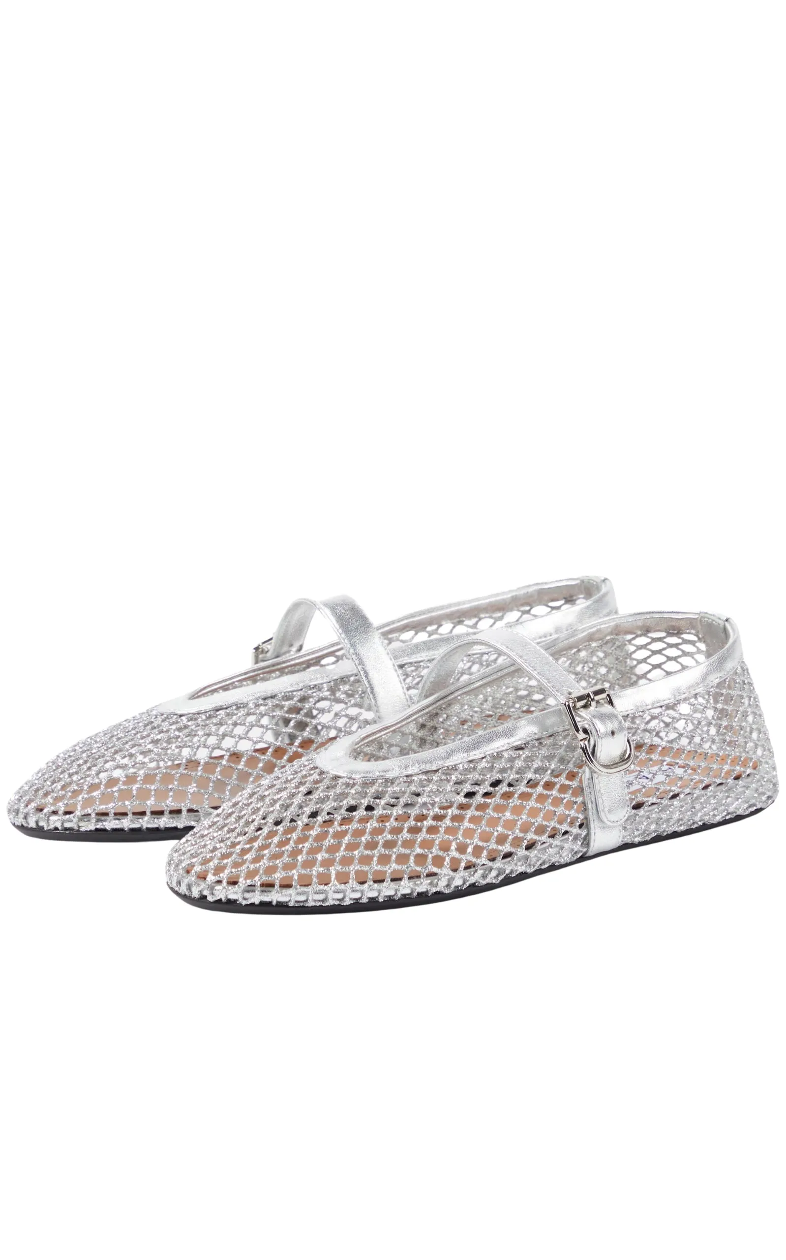 Metallic Fishnet Mary Jane Flats
