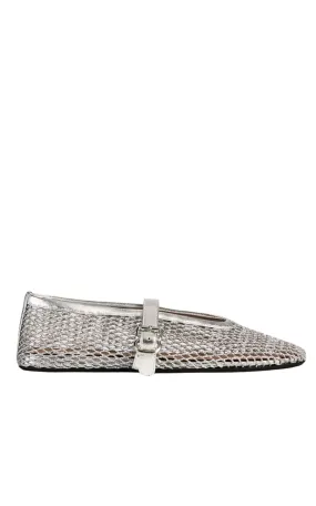 Metallic Fishnet Mary Jane Flats