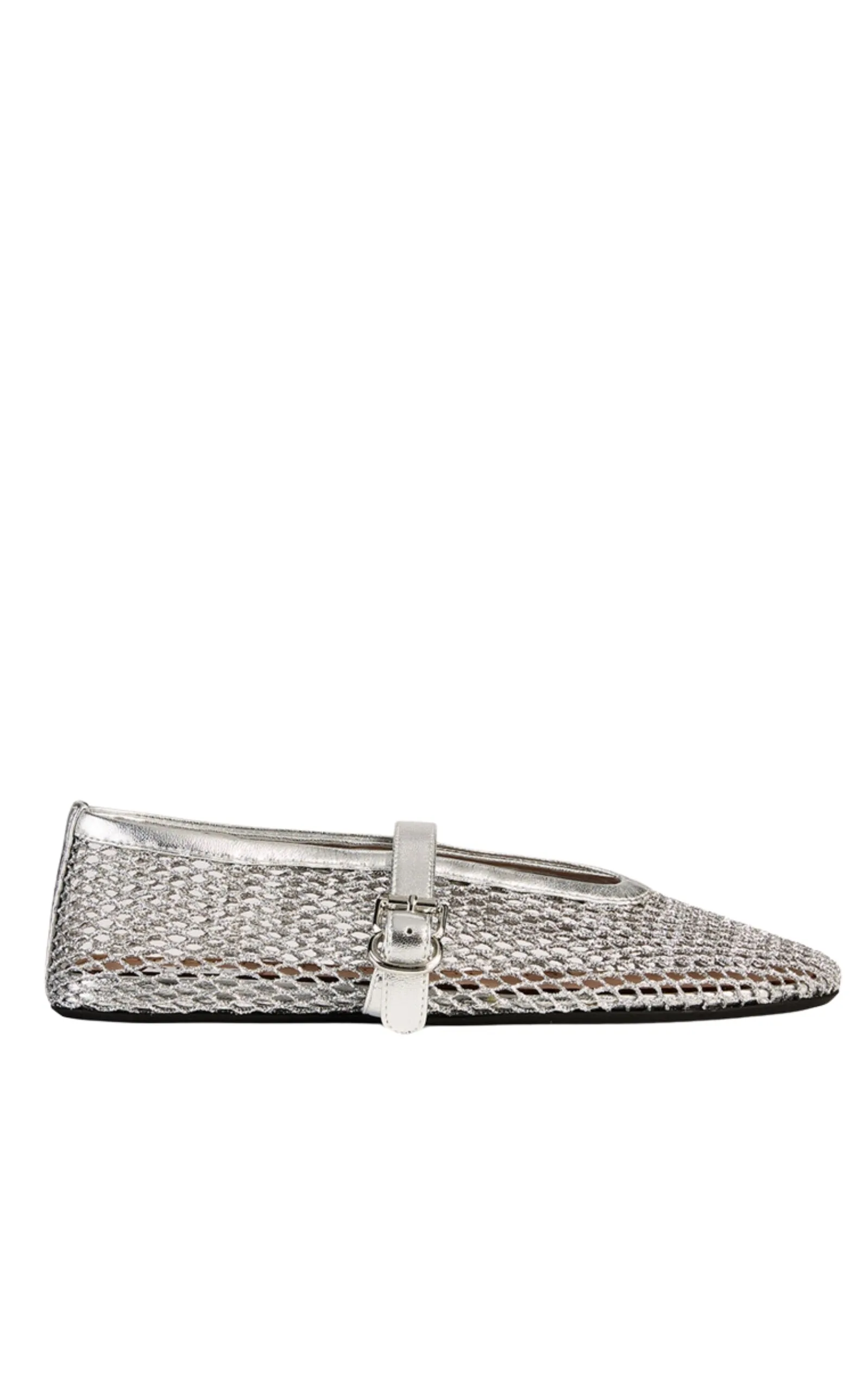 Metallic Fishnet Mary Jane Flats