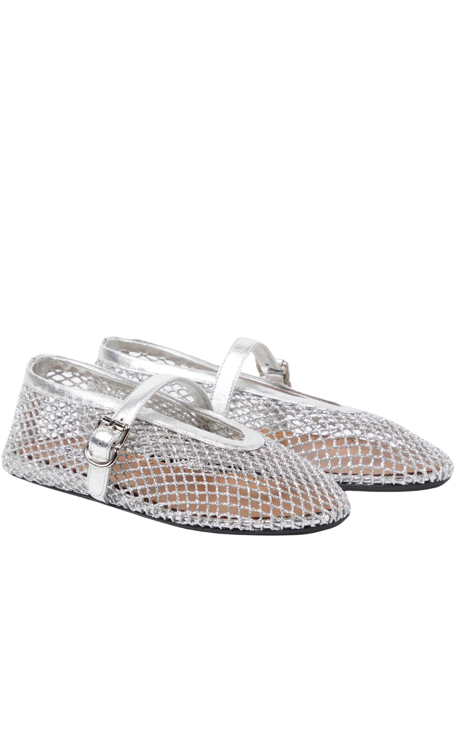 Metallic Fishnet Mary Jane Flats