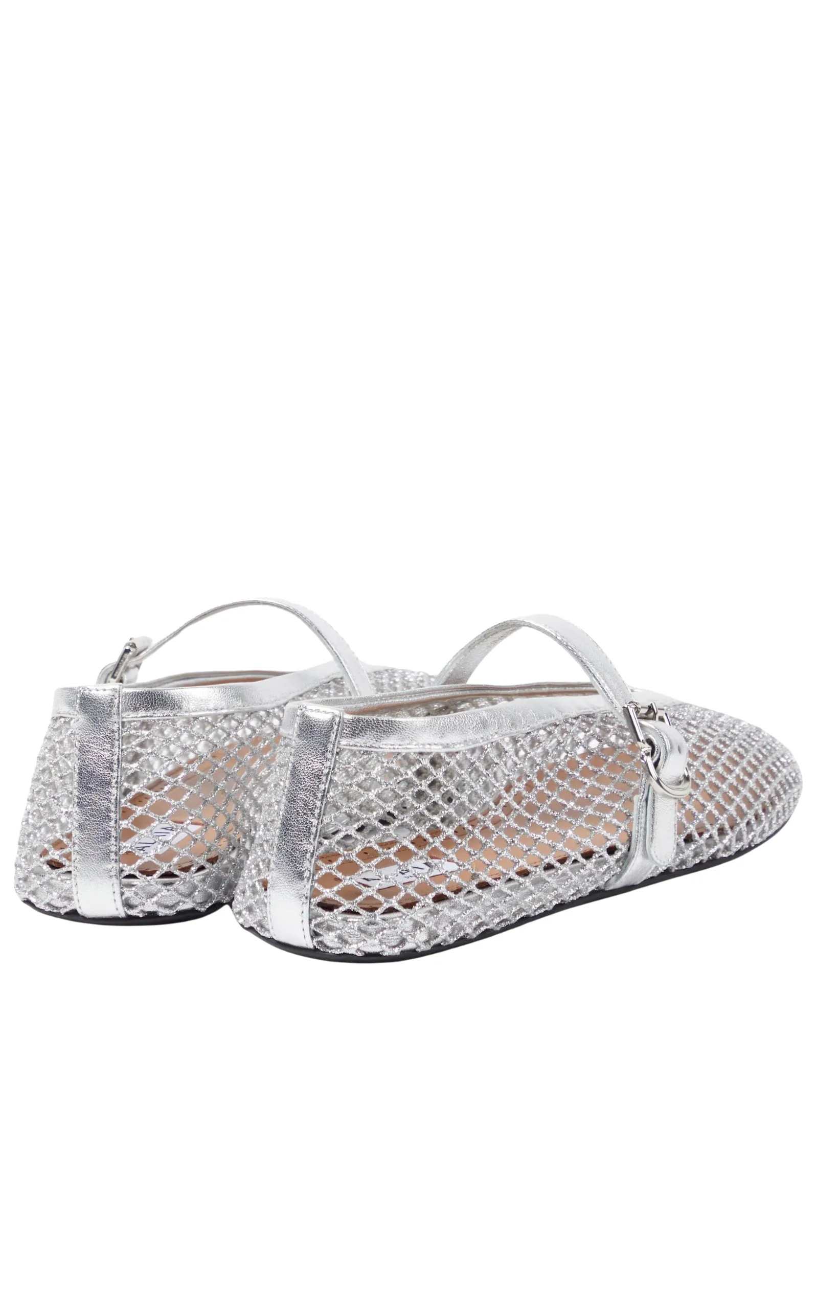 Metallic Fishnet Mary Jane Flats