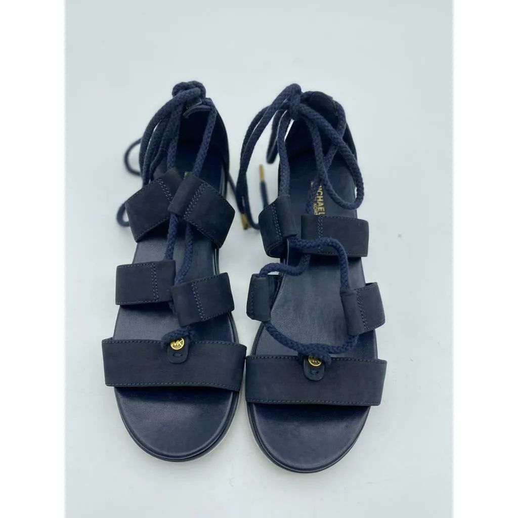 Michael Kors MK Logo blue sandals with laces 7.5M