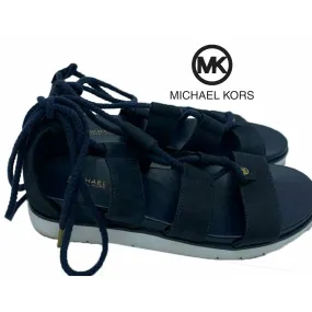 Michael Kors MK Logo blue sandals with laces 7.5M