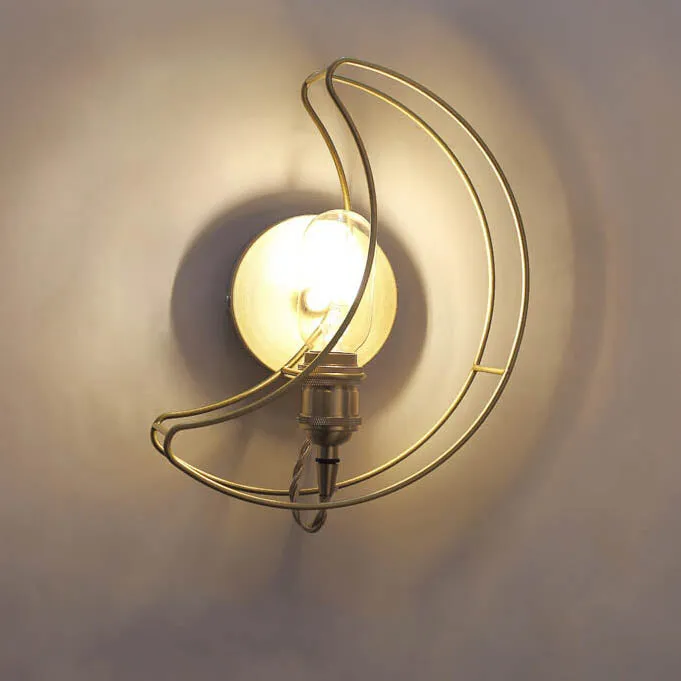 Modern Mid-Century Moon Copper 1-Light Wall Sconce Lamp For Living Room