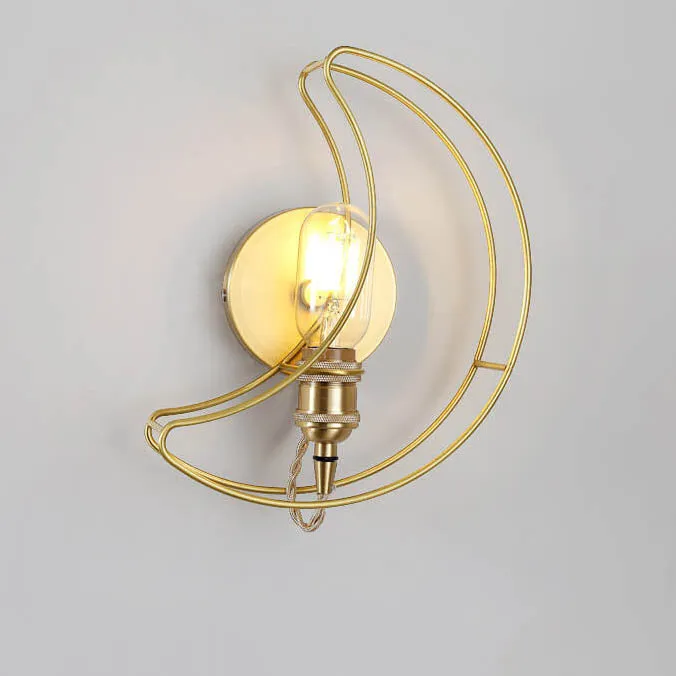 Modern Mid-Century Moon Copper 1-Light Wall Sconce Lamp For Living Room