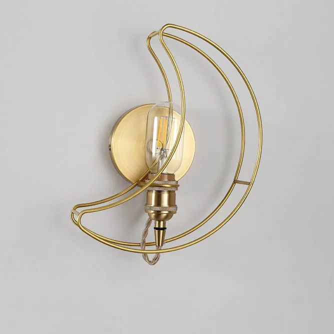 Modern Mid-Century Moon Copper 1-Light Wall Sconce Lamp For Living Room