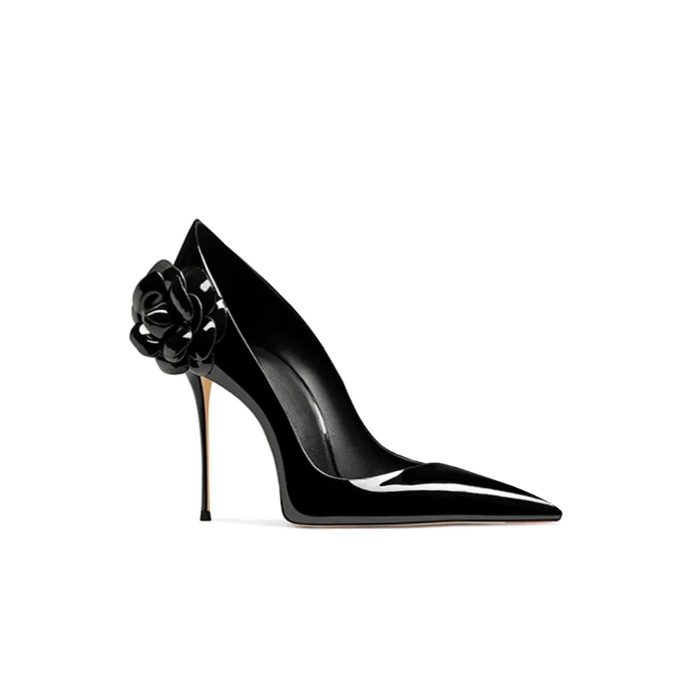 MUCHE Flower Embellished Mid Heel Pumps - 6cm