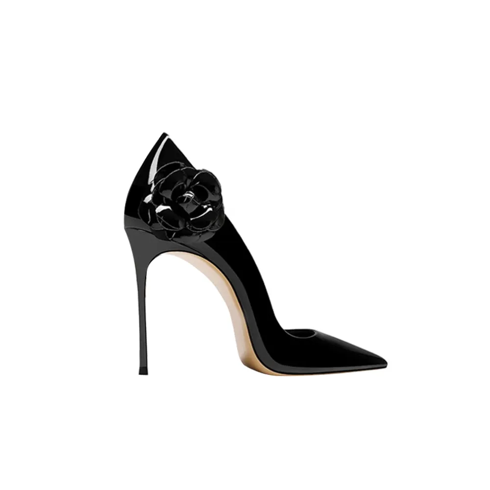 MUCHE Flower Embellished Mid Heel Pumps - 8cm