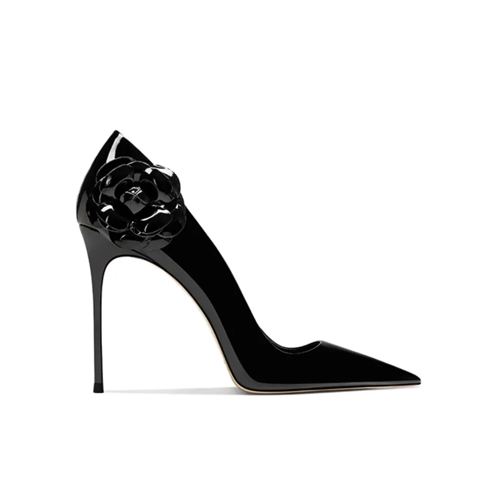 MUCHE Flower Embellished Mid Heel Pumps - 8cm