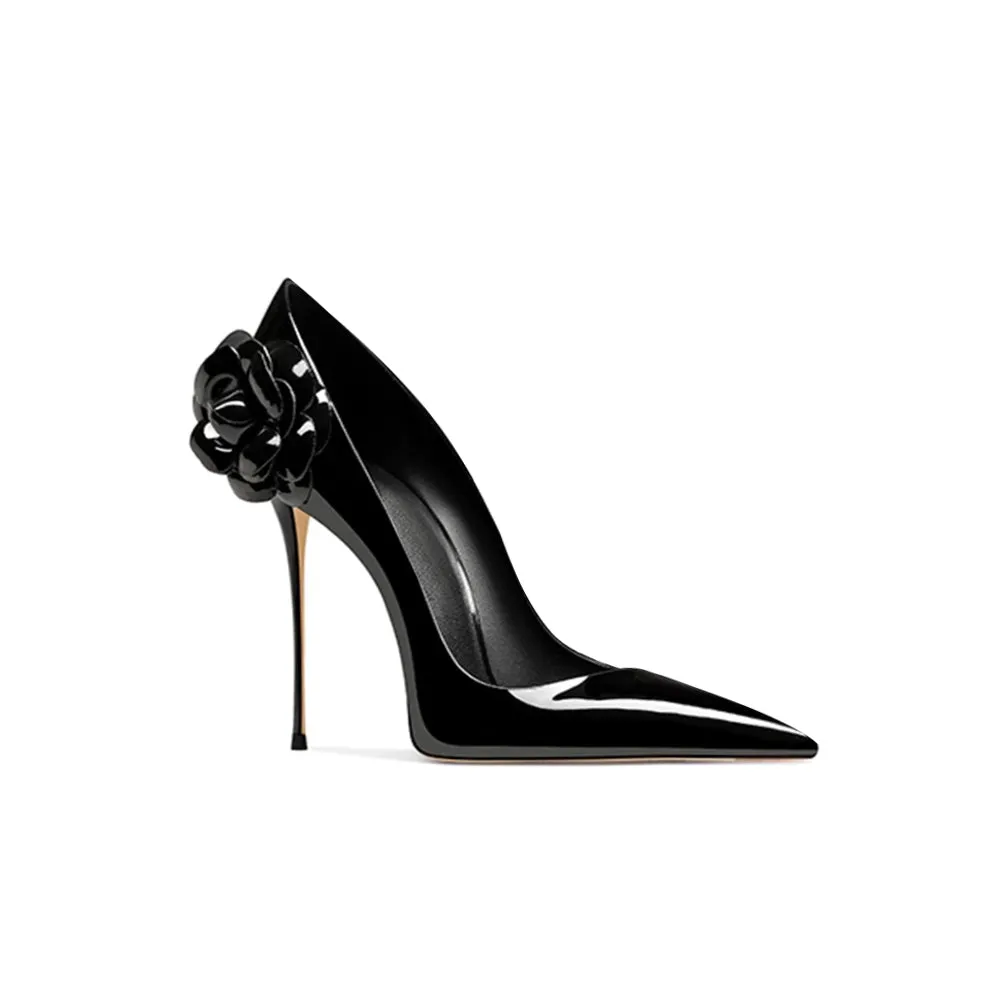 MUCHE Flower Embellished Mid Heel Pumps - 8cm