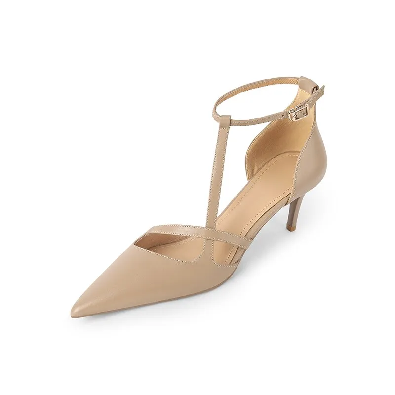 New Summer Women Shoes Pointed Toe Thin Heel Pumps for Women Elegant Cow Leather Shoes Sexy 6.5cm High Heels Elegant Shoes
