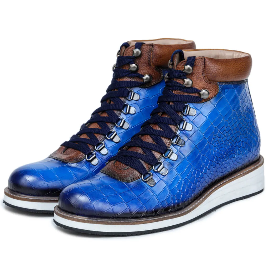 Noa Textured Hiker Style Laceup Boots – Blue