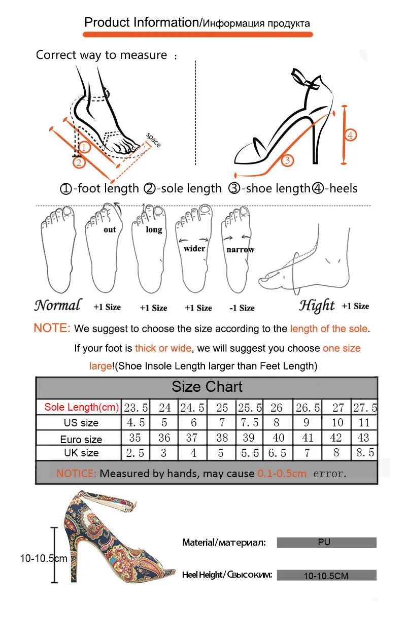 Peep Toe Print Buckle High Heels