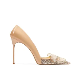 PERAC Diamante Bow Mid Heel Pumps - 8cm