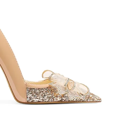 PERAC Diamante Bow Mid Heel Pumps - 8cm