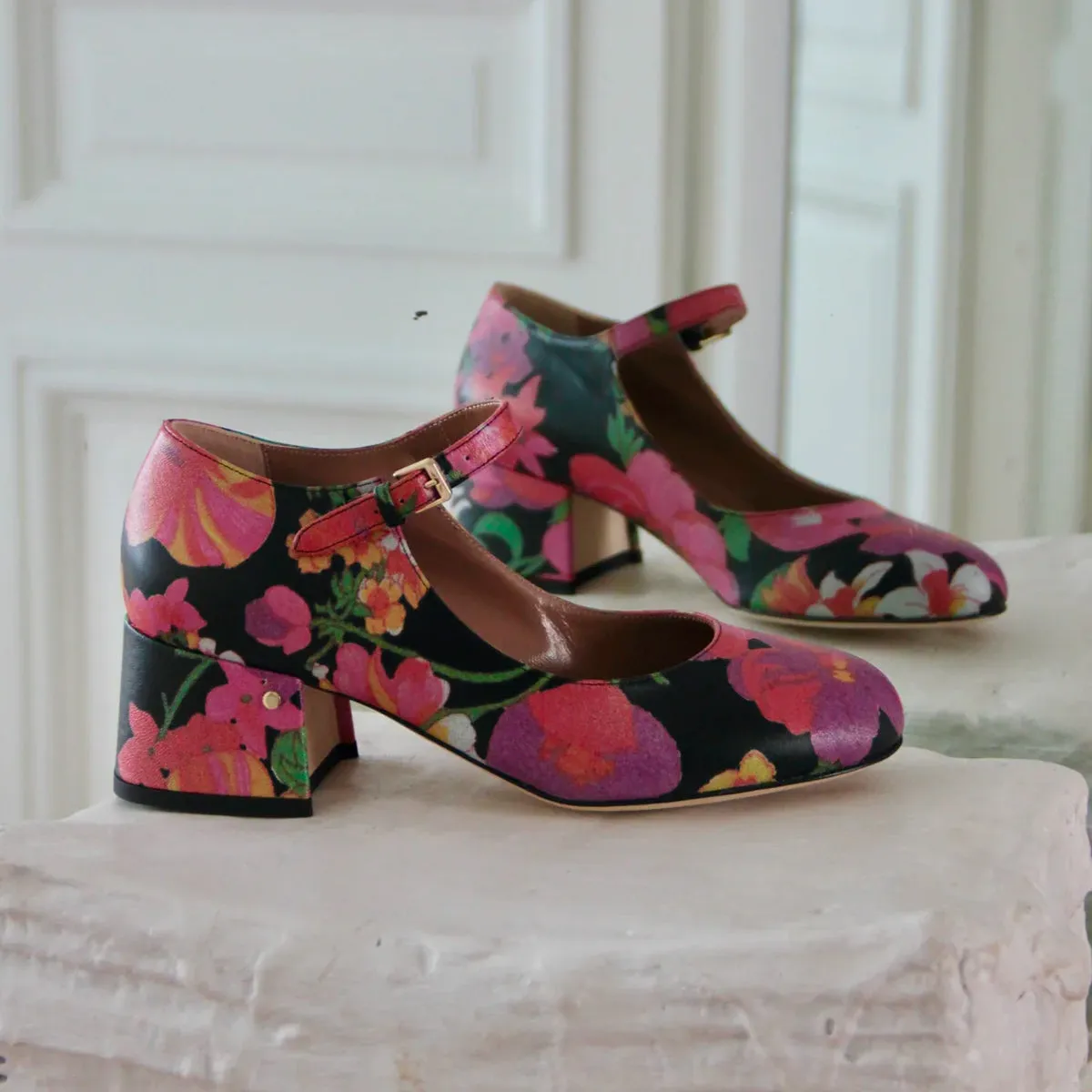 Philomene 45 Flower Printed Mary Jane Pumps