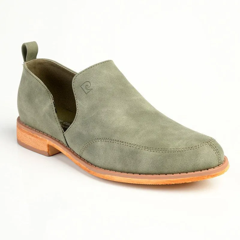 Pierre Cardin Slip On Boot With Cut Out Detail - Olive