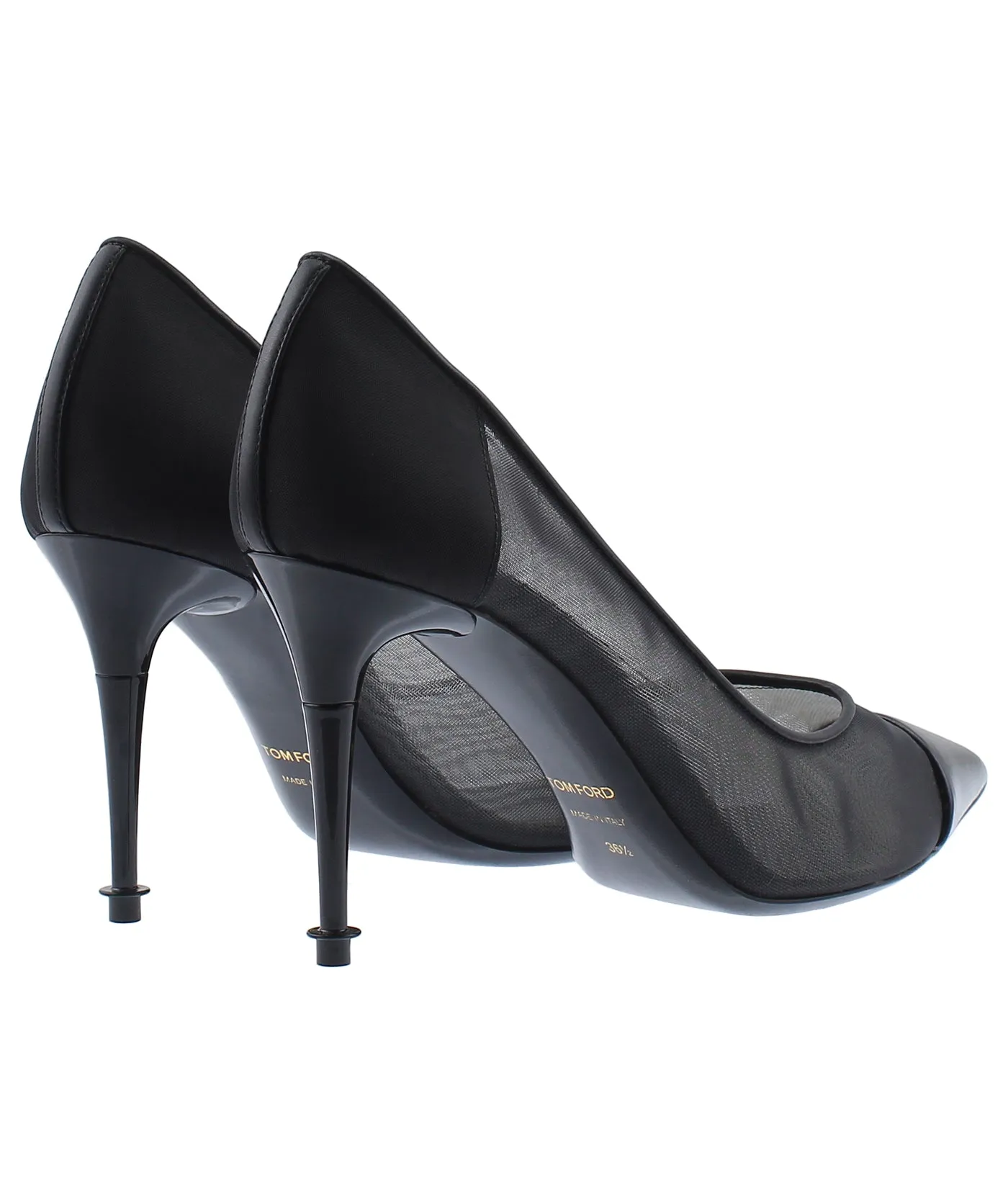 Pointed Mesh Leather Pumps
