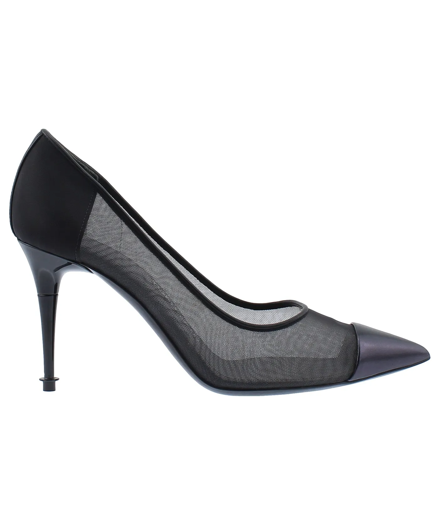 Pointed Mesh Leather Pumps