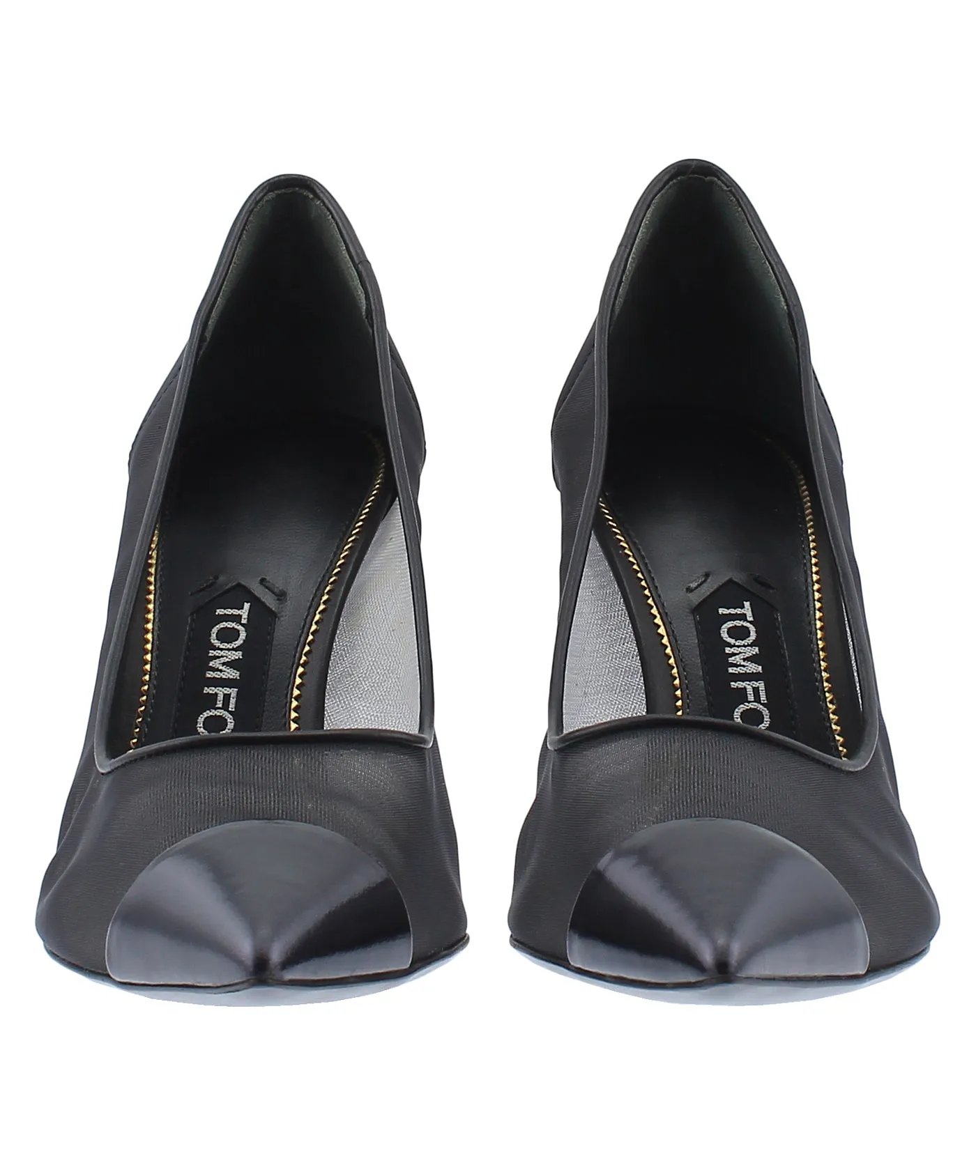 Pointed Mesh Leather Pumps