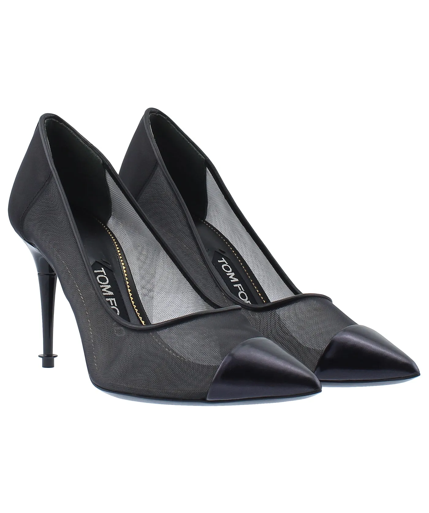 Pointed Mesh Leather Pumps