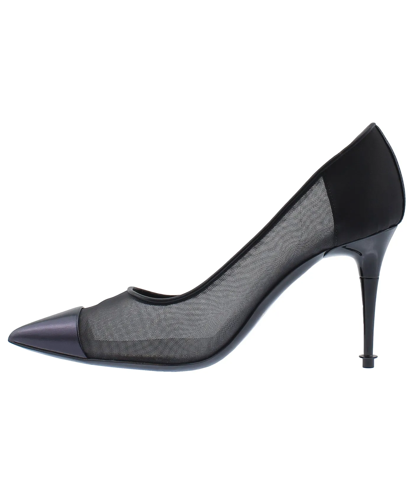 Pointed Mesh Leather Pumps