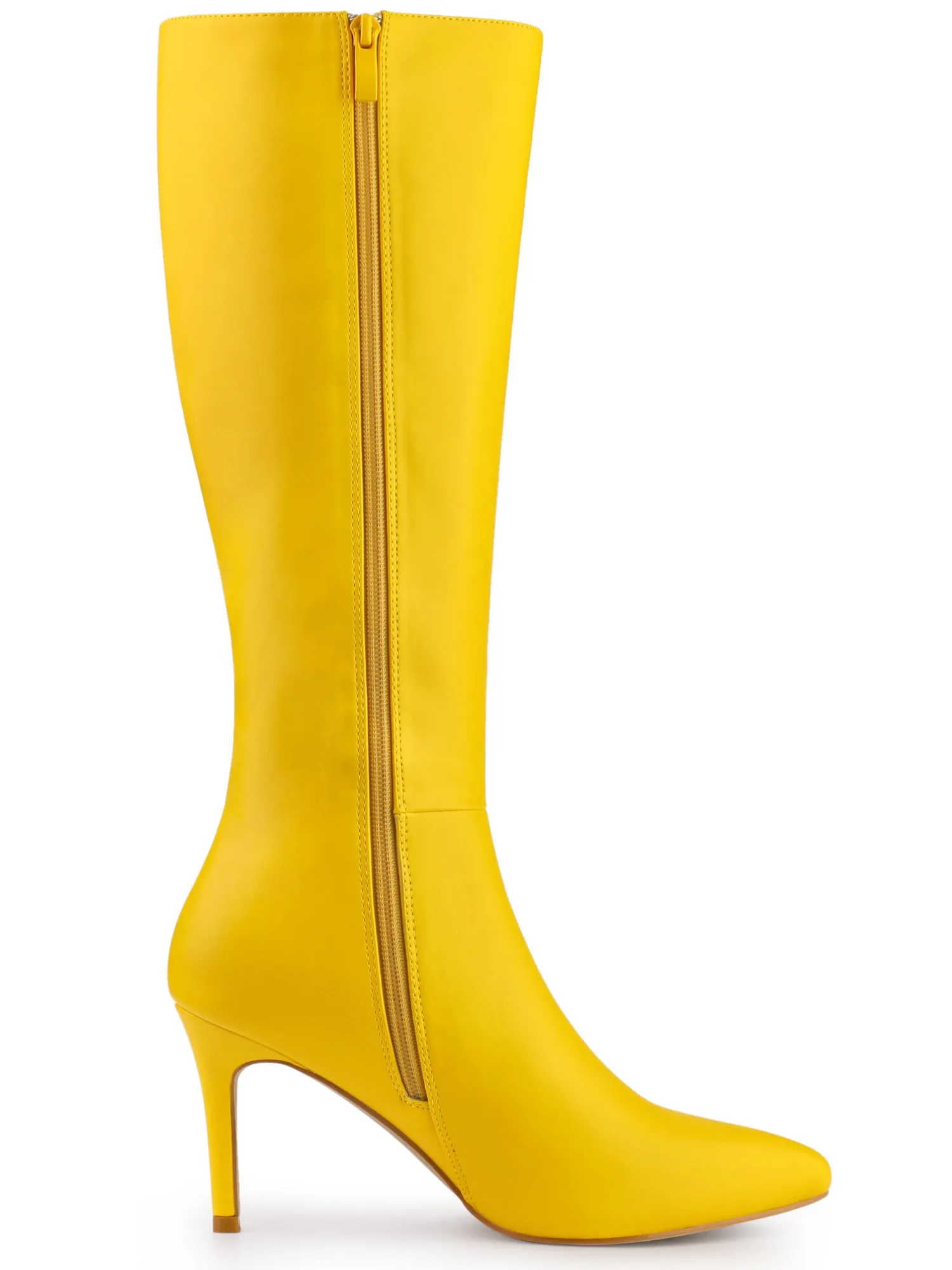Pointed Toe Stiletto High Heel Zipper Knee High Boots