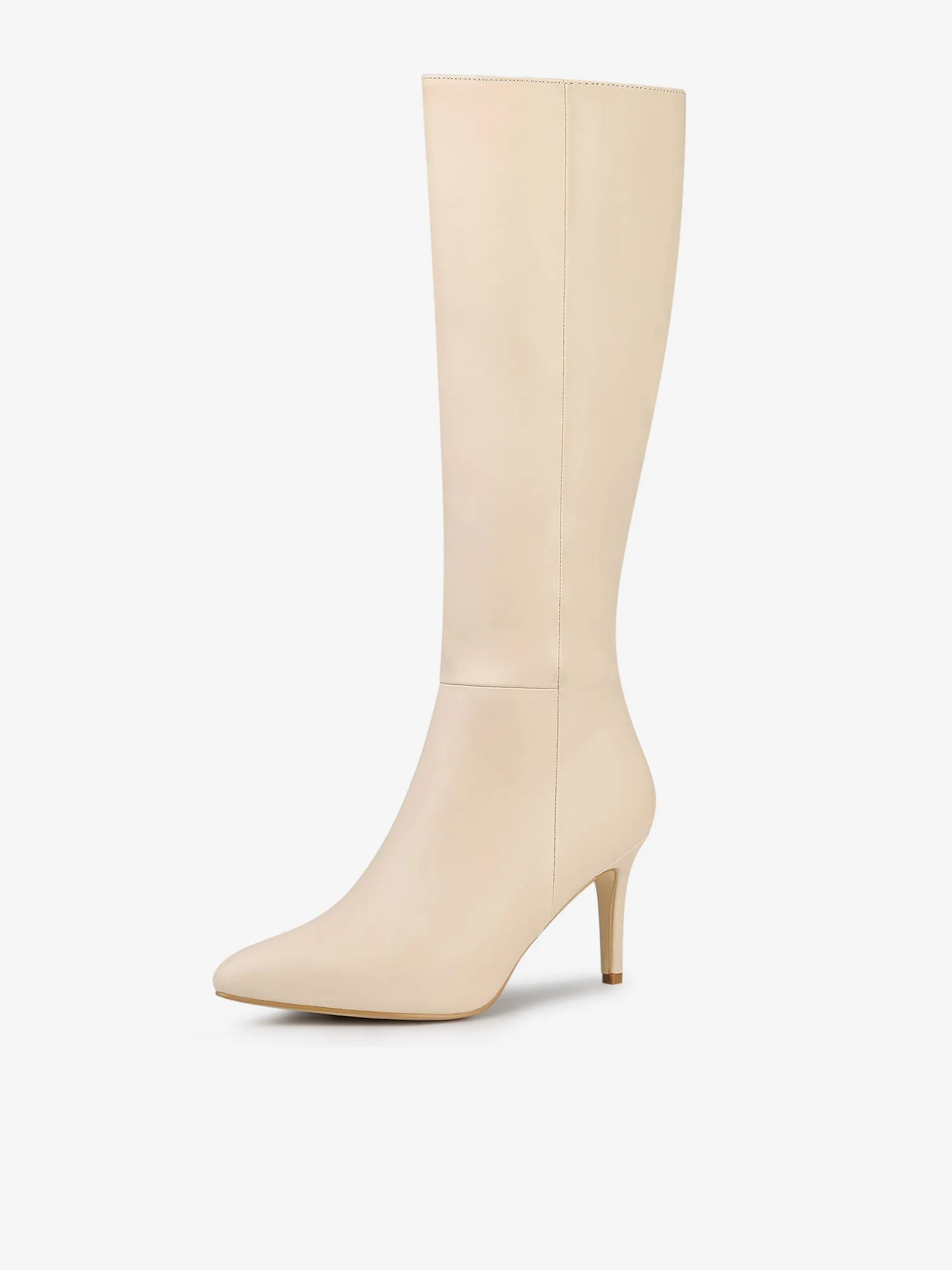 Pointed Toe Stiletto High Heel Zipper Knee High Boots