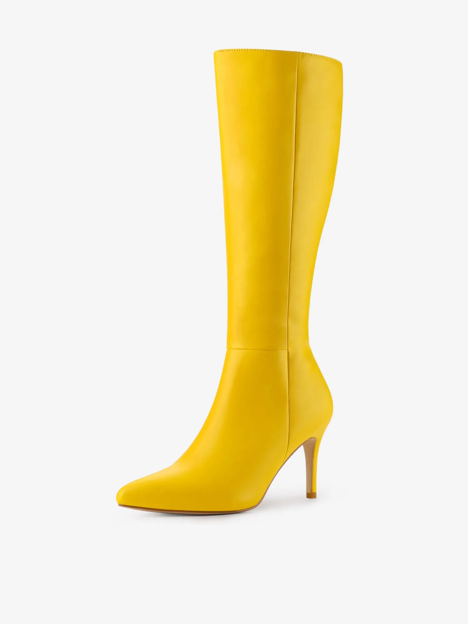 Pointed Toe Stiletto High Heel Zipper Knee High Boots