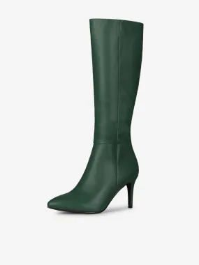 Pointed Toe Stiletto High Heel Zipper Knee High Boots