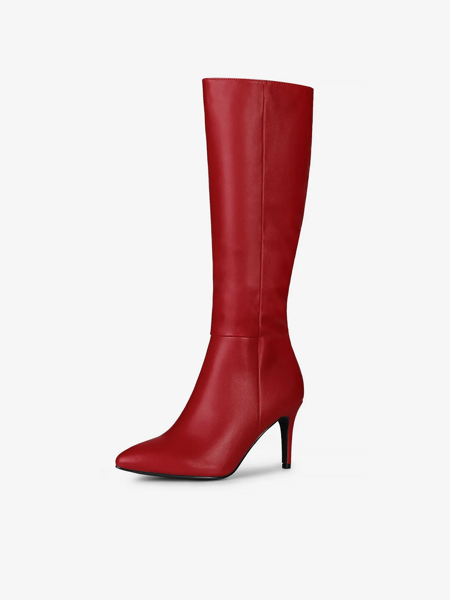 Pointed Toe Stiletto High Heel Zipper Knee High Boots