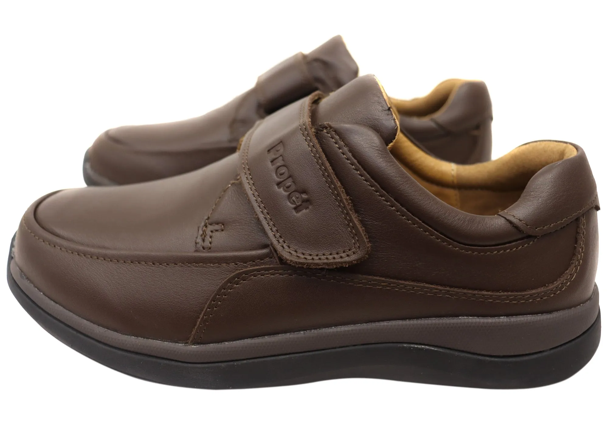 Propet Mens Parker 3E Extra Wide Leather Adjustable Strap Shoes