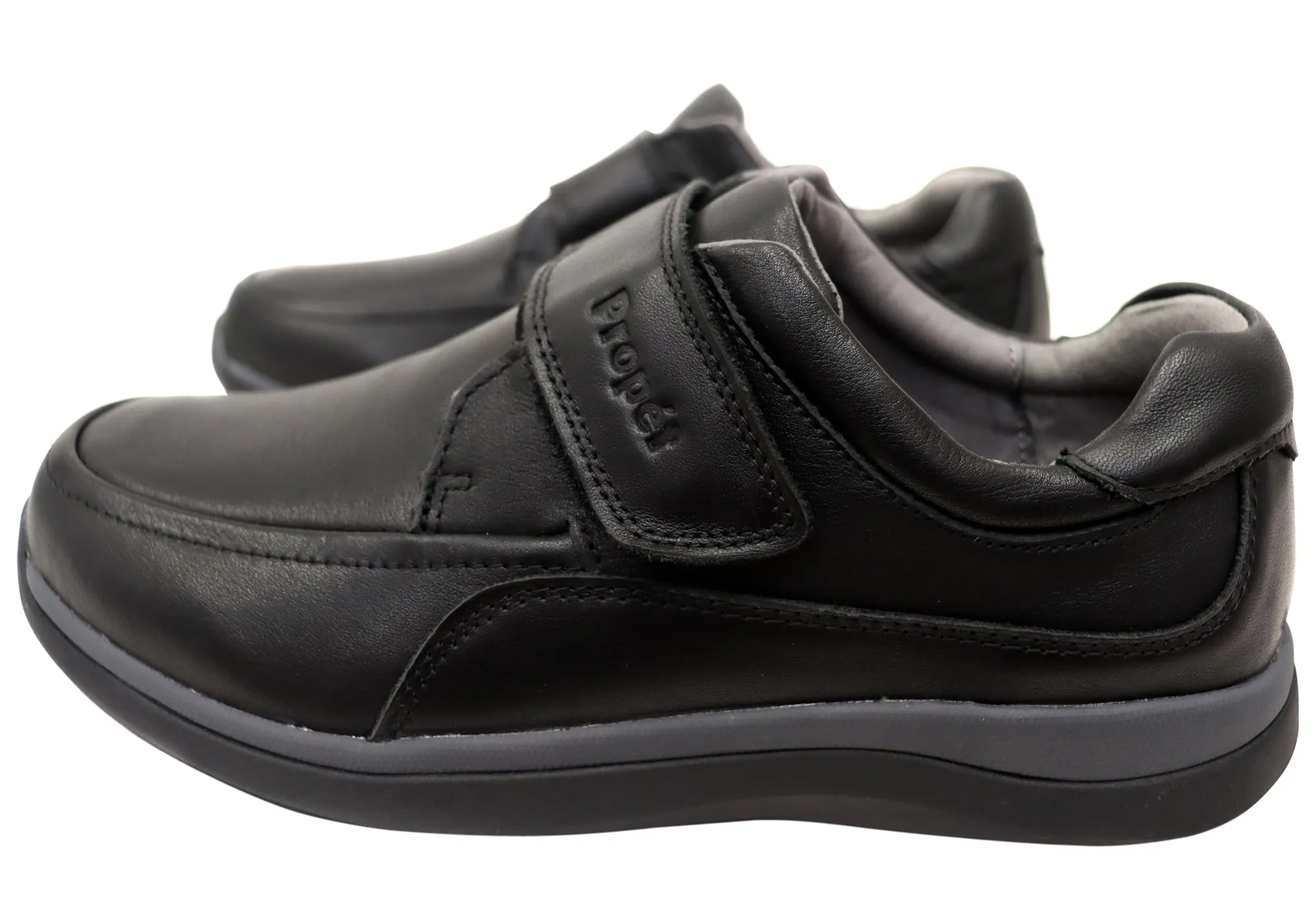 Propet Mens Parker 3E Extra Wide Leather Adjustable Strap Shoes