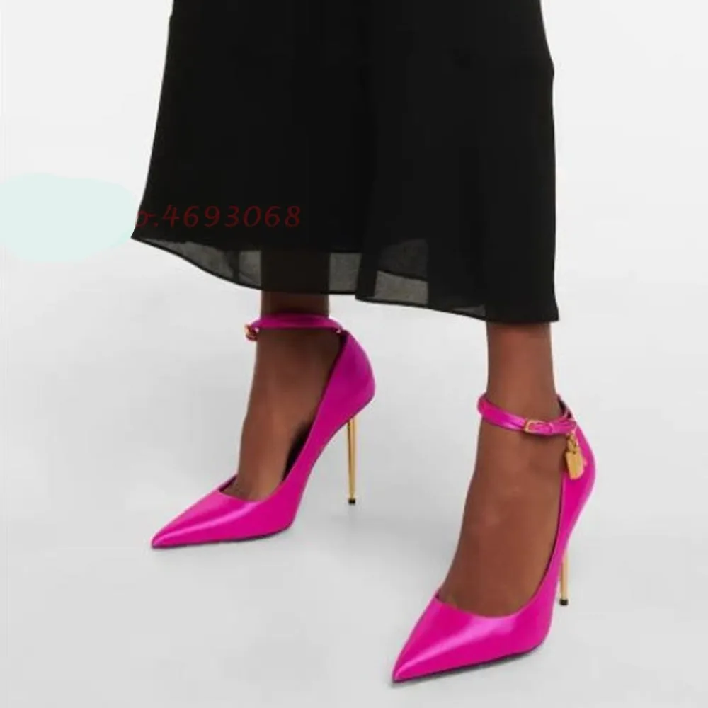 Red Pointy Toe Silk Lock Luxury High Heels
