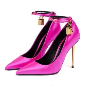 Red Pointy Toe Silk Lock Luxury High Heels