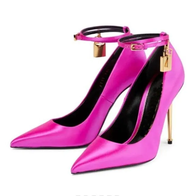 Red Pointy Toe Silk Lock Luxury High Heels