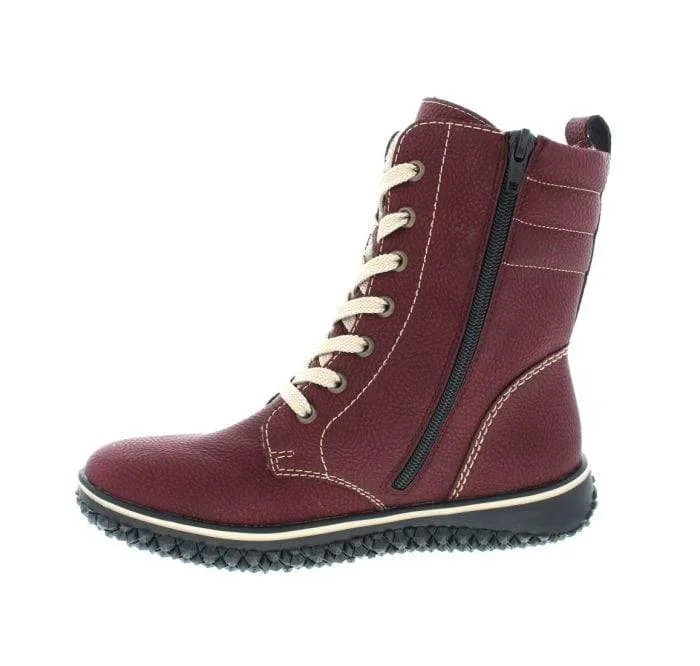 Rieker Women's Mid Lace & Zip Boots- Red
