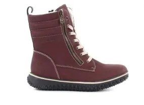 Rieker Women's Mid Lace & Zip Boots- Red