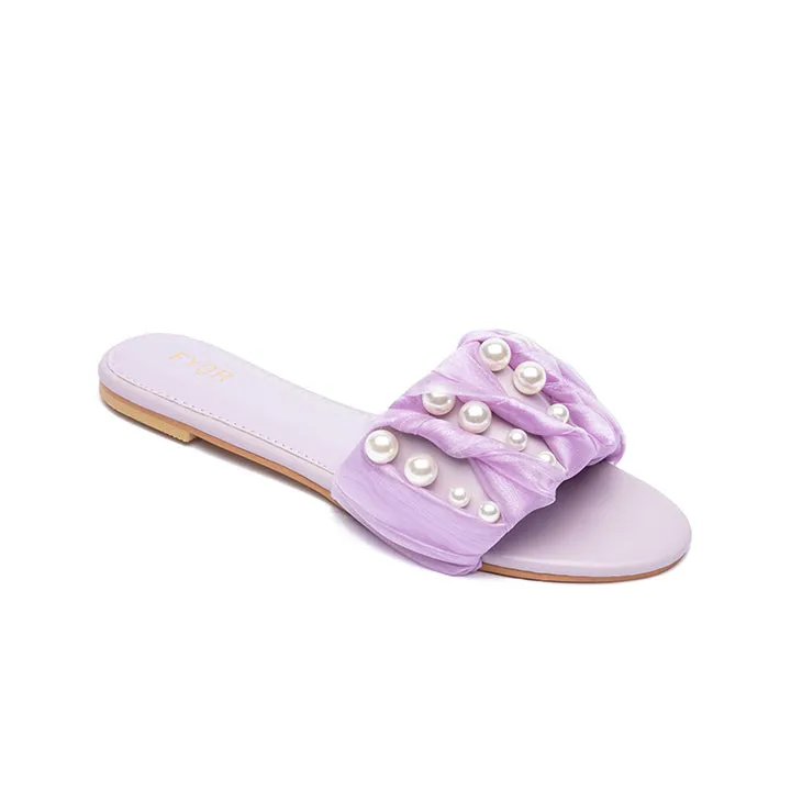 Ruched Pearl Slide Sandal MY 215