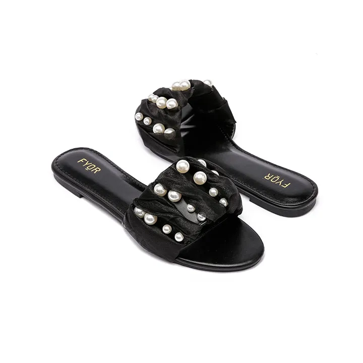 Ruched Pearl Slide Sandal MY 215