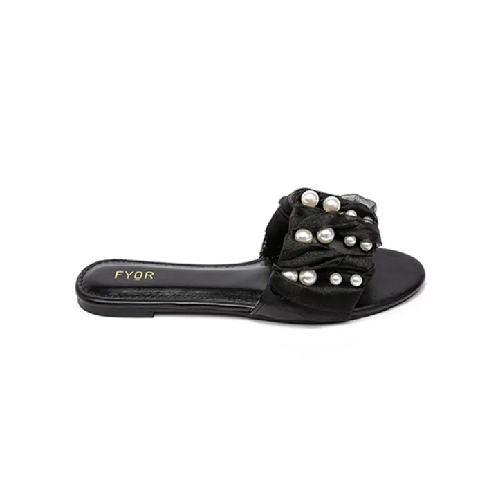 Ruched Pearl Slide Sandal MY 215